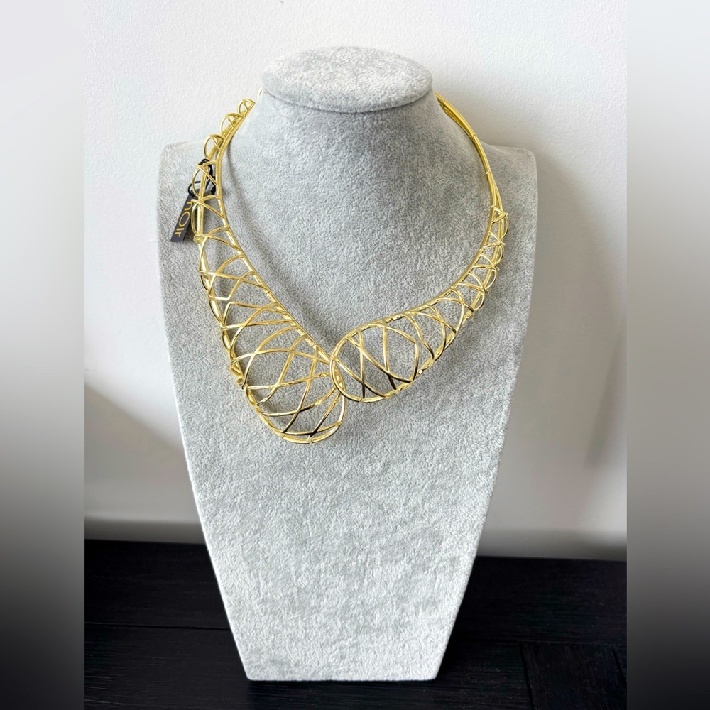 NWT nOir Jewelry 18k Gold Plated Brass Caged Open Ended Choker